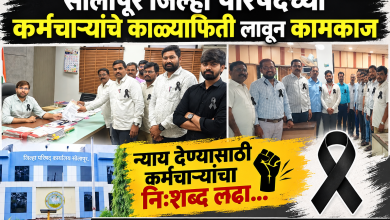 सोलापूर जिल्हा परिषदेच्या कर्मचारयाचे काळ्याफिती लावून कामकाज 2 सोलापूर जिल्हा परिषदेच्या कर्मचारयाचे काळ्याफिती लावून कामकाज